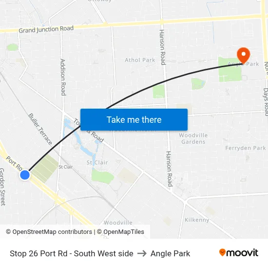 Stop 26 Port Rd - South West side to Angle Park map