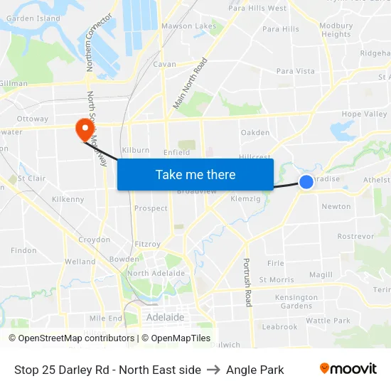 Stop 25 Darley Rd - North East side to Angle Park map