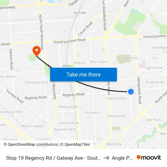 Stop 19 Regency Rd / Galway Ave - South side to Angle Park map