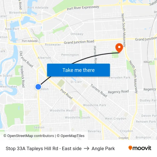 Stop 33A Tapleys Hill Rd - East side to Angle Park map