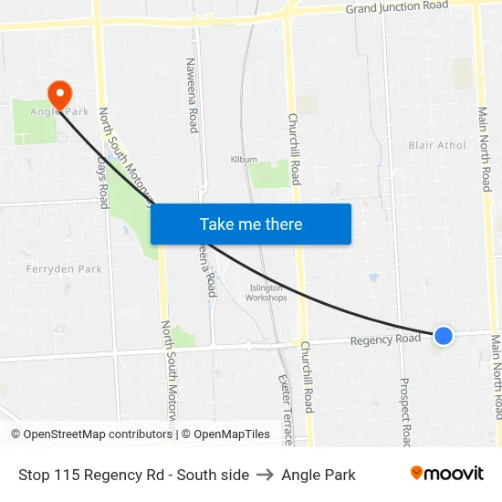 Stop 115 Regency Rd - South side to Angle Park map
