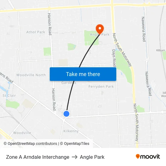 Zone A Arndale Interchange to Angle Park map