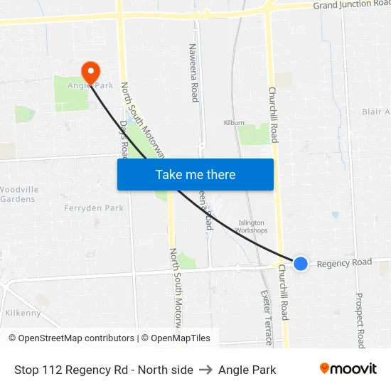 Stop 112 Regency Rd - North side to Angle Park map