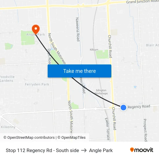 Stop 112 Regency Rd - South side to Angle Park map