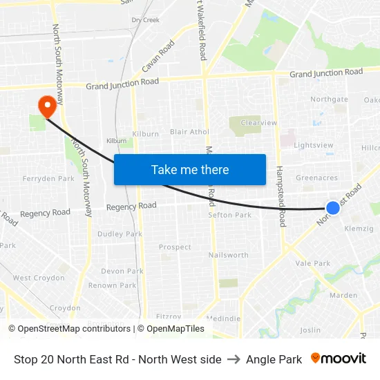 Stop 20 North East Rd - North West side to Angle Park map