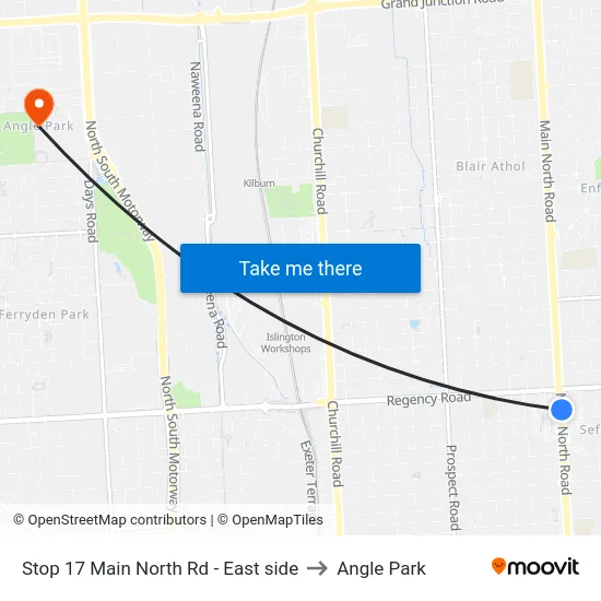 Stop 17 Main North Rd - East side to Angle Park map
