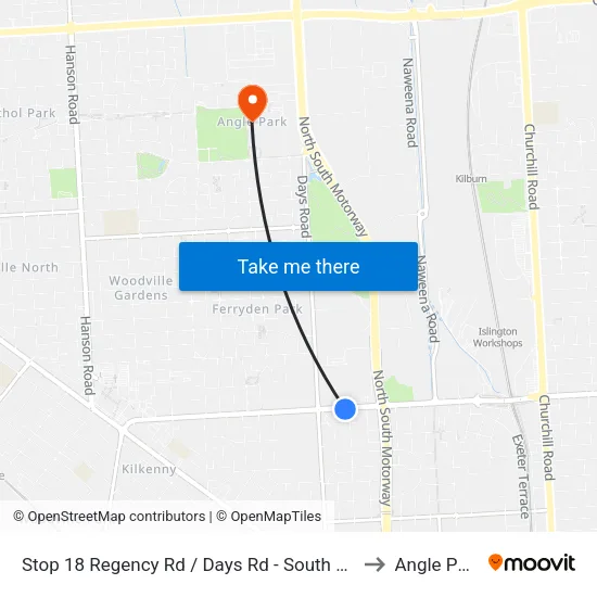 Stop 18 Regency Rd / Days Rd - South side to Angle Park map