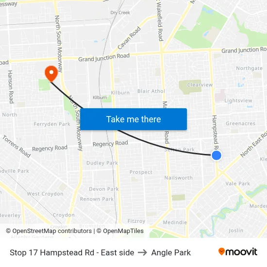 Stop 17 Hampstead Rd - East side to Angle Park map