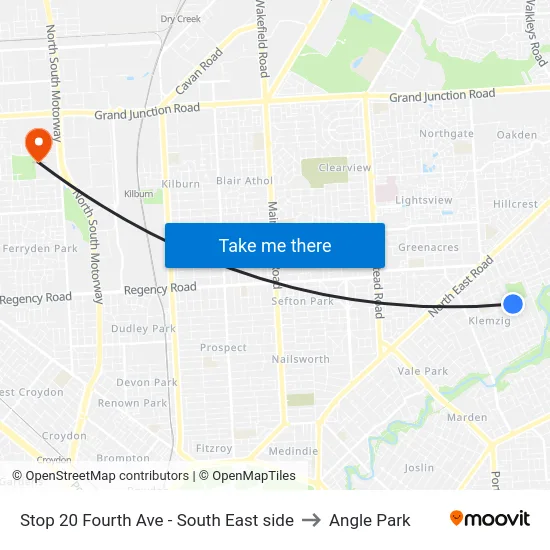 Stop 20 Fourth Ave - South East side to Angle Park map