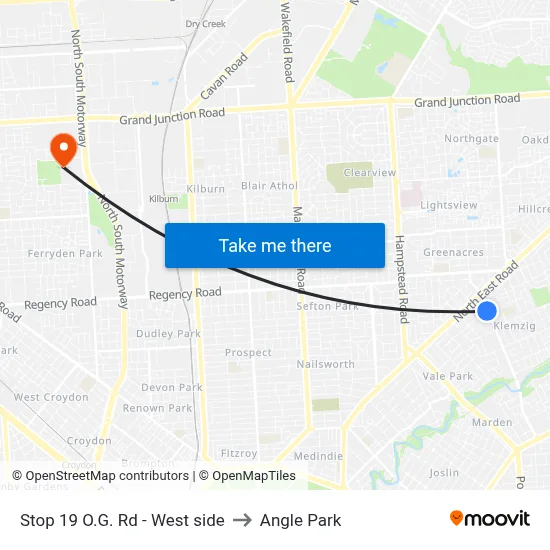 Stop 19 O.G. Rd - West side to Angle Park map
