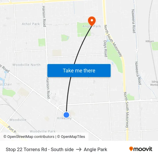 Stop 22 Torrens Rd - South side to Angle Park map