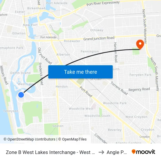 Zone B West Lakes Interchange - West side to Angle Park map