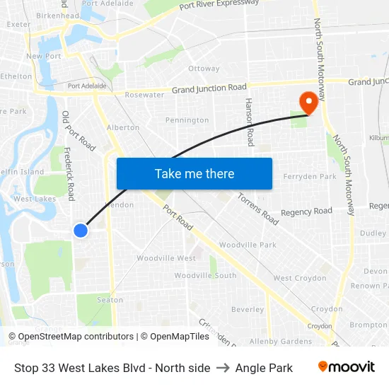 Stop 33 West Lakes Blvd - North side to Angle Park map