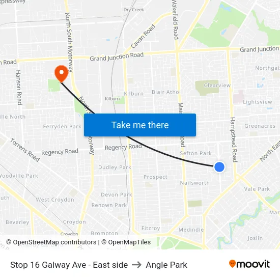 Stop 16 Galway Ave - East side to Angle Park map