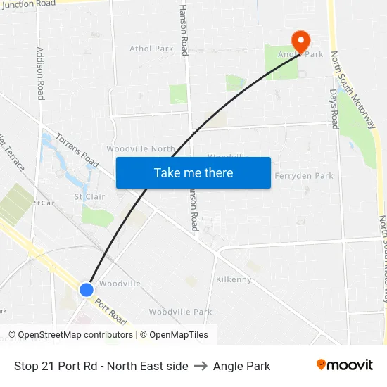 Stop 21 Port Rd - North East side to Angle Park map
