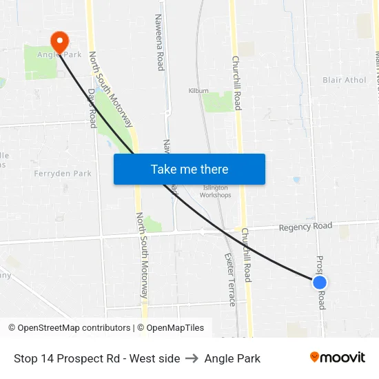 Stop 14 Prospect Rd - West side to Angle Park map