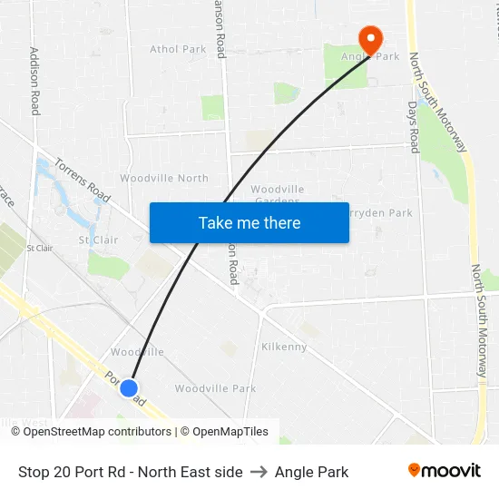 Stop 20 Port Rd - North East side to Angle Park map