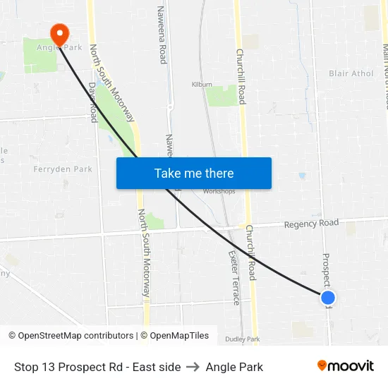 Stop 13 Prospect Rd - East side to Angle Park map