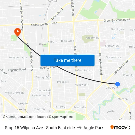 Stop 15 Wilpena Ave - South East side to Angle Park map