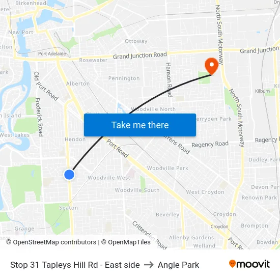 Stop 31 Tapleys Hill Rd - East side to Angle Park map