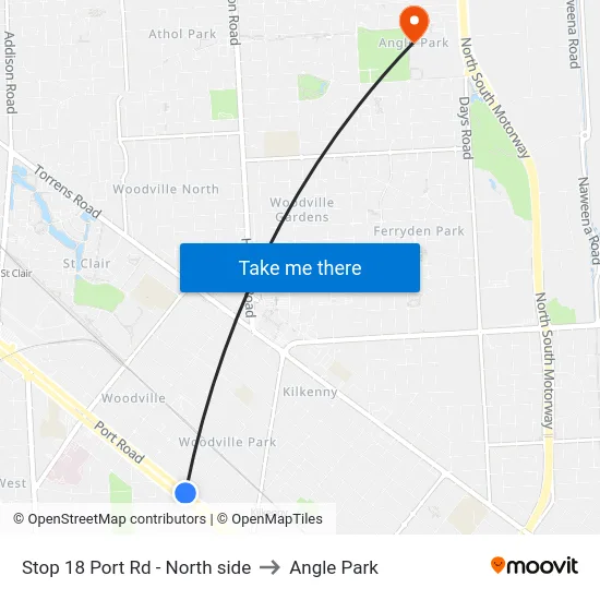 Stop 18 Port Rd - North side to Angle Park map