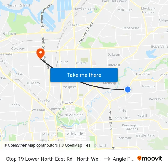 Stop 19 Lower North East Rd - North West side to Angle Park map