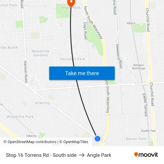 Stop 16 Torrens Rd - South side to Angle Park map