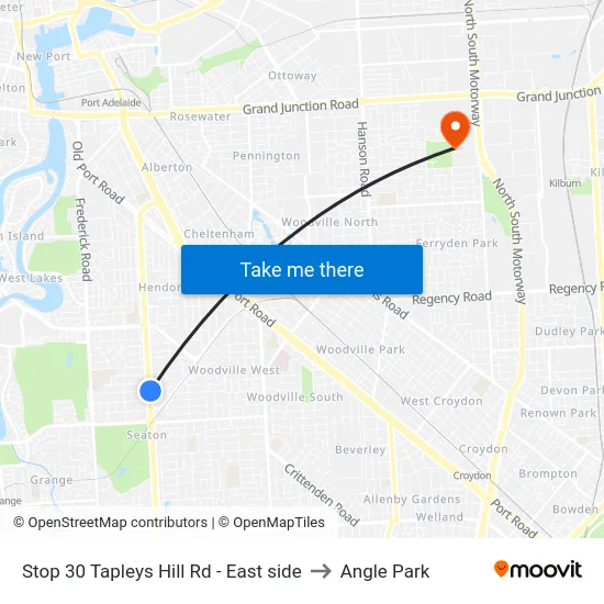 Stop 30 Tapleys Hill Rd - East side to Angle Park map