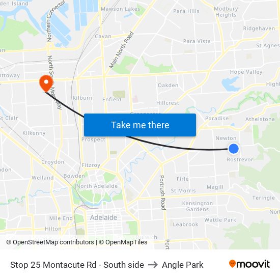 Stop 25 Montacute Rd - South side to Angle Park map