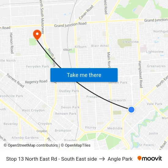 Stop 13 North East Rd - South East side to Angle Park map