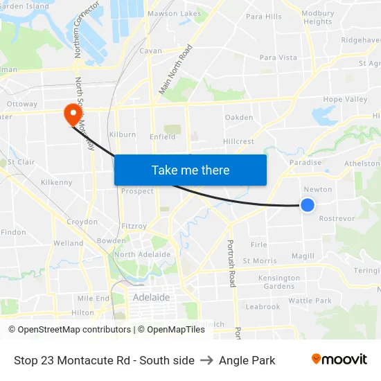 Stop 23 Montacute Rd - South side to Angle Park map