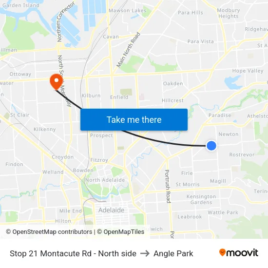 Stop 21 Montacute Rd - North side to Angle Park map