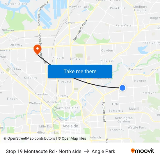 Stop 19 Montacute Rd - North side to Angle Park map