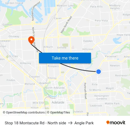 Stop 18 Montacute Rd - North side to Angle Park map