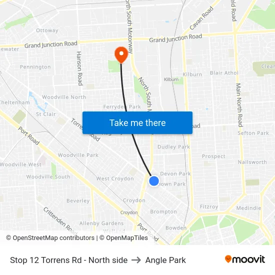 Stop 12 Torrens Rd - North side to Angle Park map