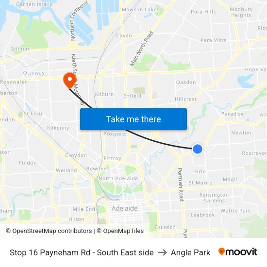Stop 16 Payneham Rd - South East side to Angle Park map