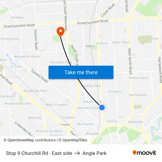 Stop 9 Churchill Rd - East side to Angle Park map