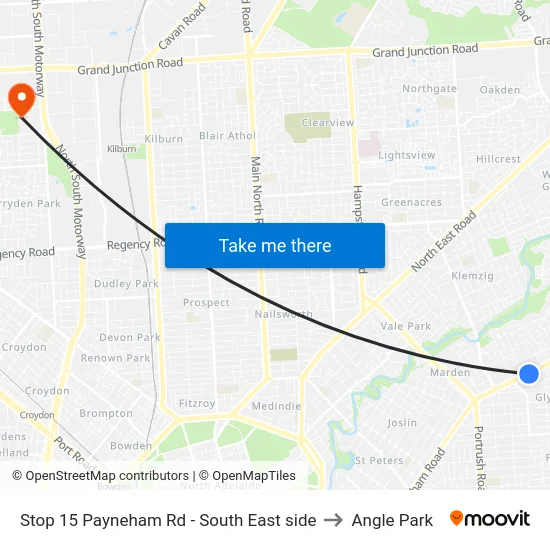 Stop 15 Payneham Rd - South East side to Angle Park map