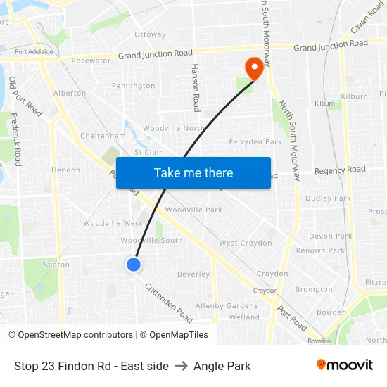 Stop 23 Findon Rd - East side to Angle Park map