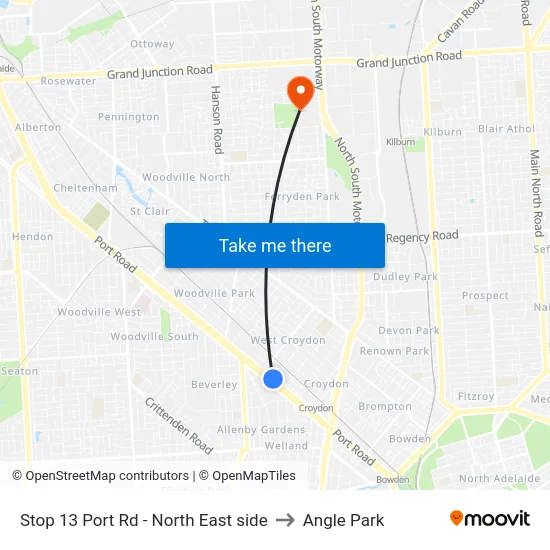 Stop 13 Port Rd - North East side to Angle Park map