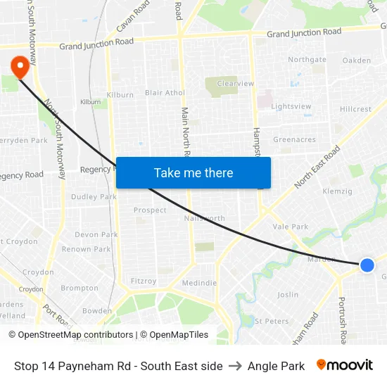 Stop 14 Payneham Rd - South East side to Angle Park map