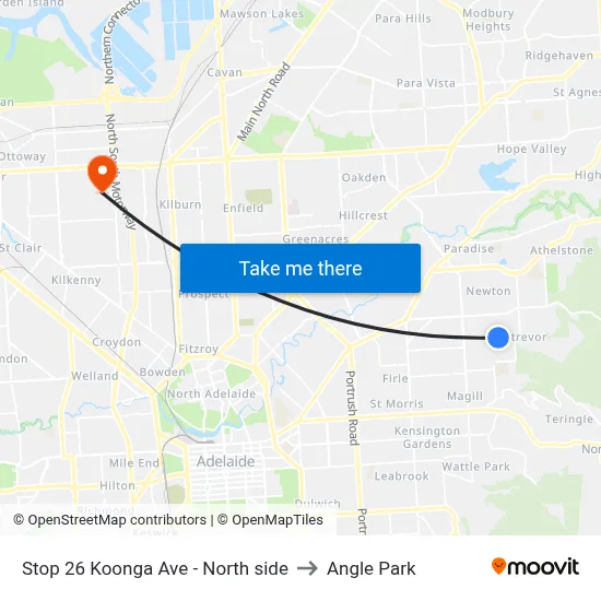 Stop 26 Koonga Ave - North side to Angle Park map