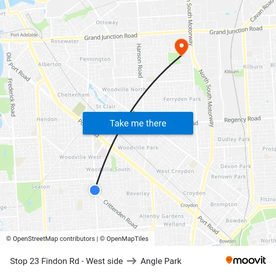 Stop 23 Findon Rd - West side to Angle Park map