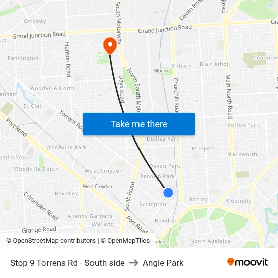 Stop 9 Torrens Rd - South side to Angle Park map
