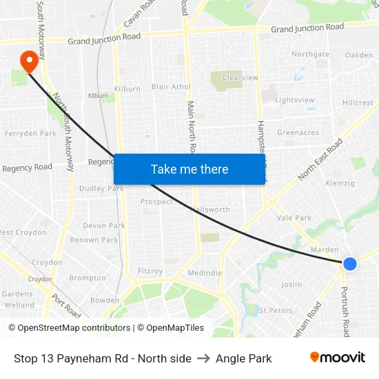 Stop 13 Payneham Rd - North side to Angle Park map