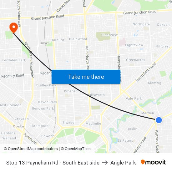 Stop 13 Payneham Rd - South East side to Angle Park map