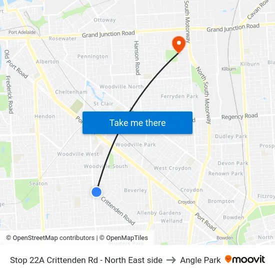 Stop 22A Crittenden Rd - North East side to Angle Park map