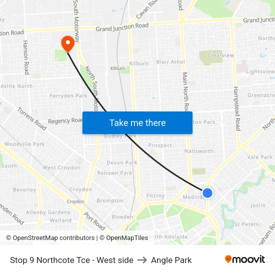 Stop 9 Northcote Tce - West side to Angle Park map
