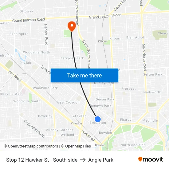 Stop 12 Hawker St - South side to Angle Park map