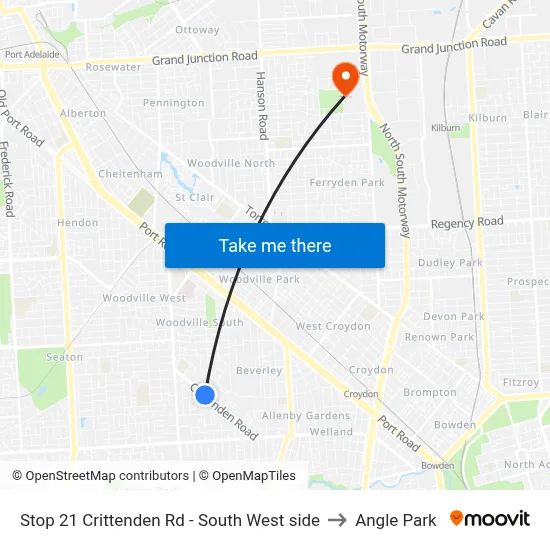 Stop 21 Crittenden Rd - South West side to Angle Park map